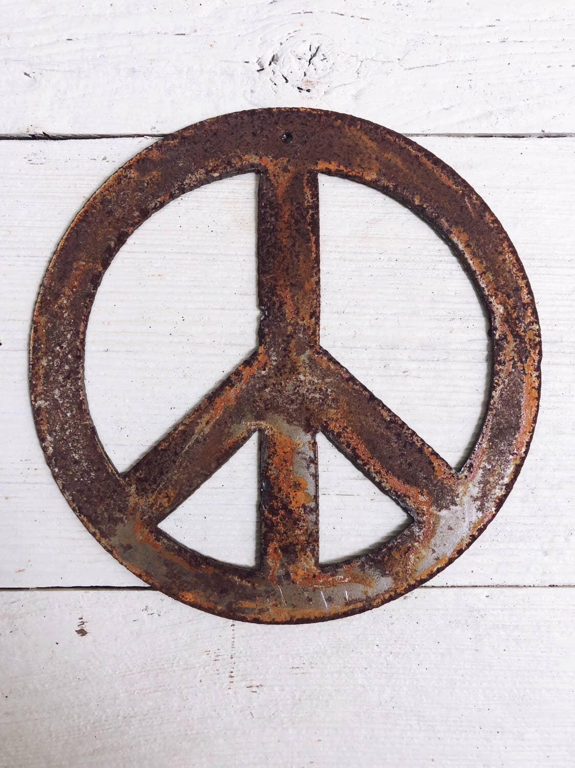 Peace Sign Symbol - 18" Tall Rusty Metal Sign