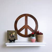 Peace Sign Symbol - 18" Tall Rusty Metal Sign